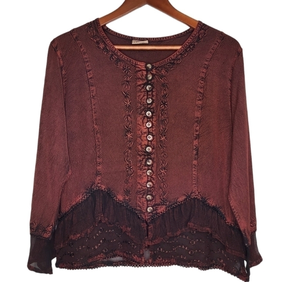 Devi Funky Red/Black Gothic Shirt. One Size Fits Most. Made in India - Picture 2 of 7